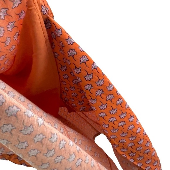 Oliver Bonas Women Floral Asymmetrical Button Up Dress Sz 12 Orange Short Sleeve - Picture 5 of 10